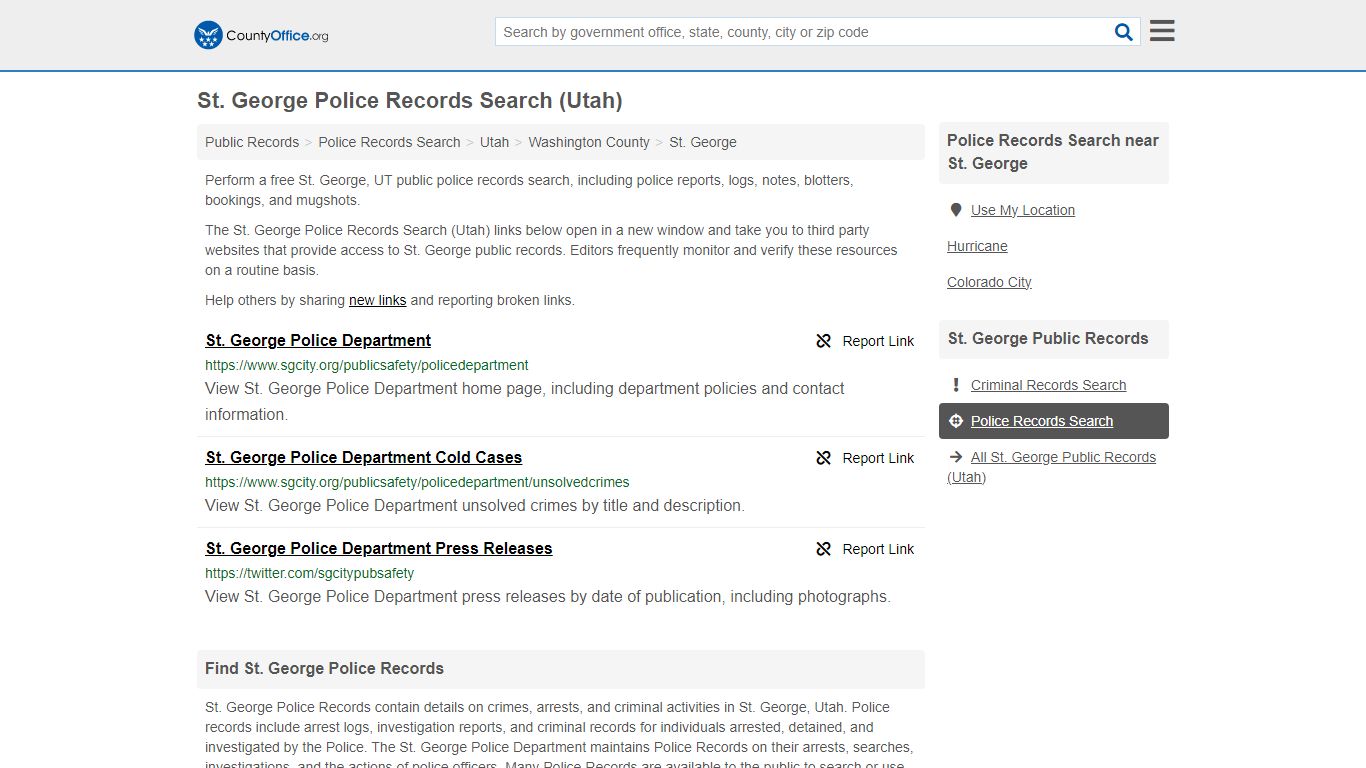Police Records Search - St. George, UT (Accidents & Arrest Records)